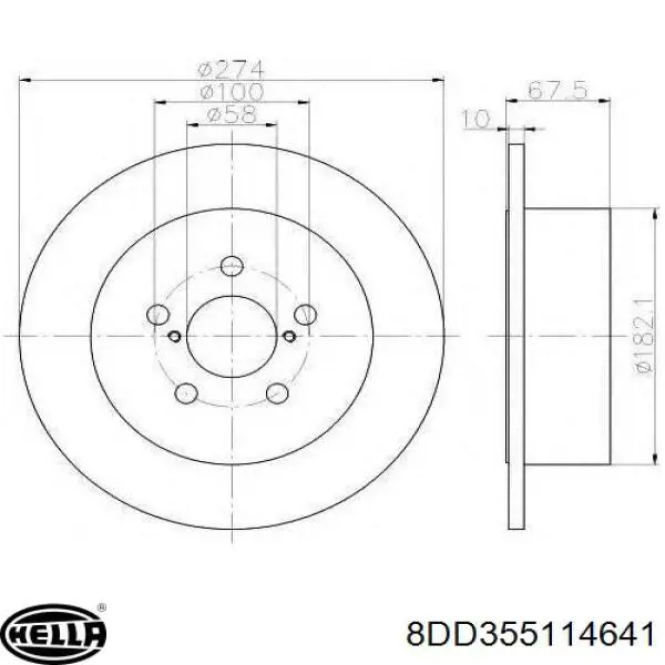 8DD 355 114-641 HELLA disco de freno trasero