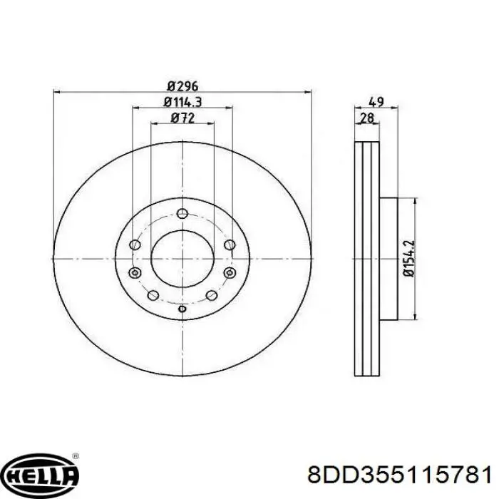 8DD355115781 HELLA freno de disco delantero