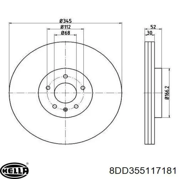 8DD355117181 HELLA freno de disco delantero