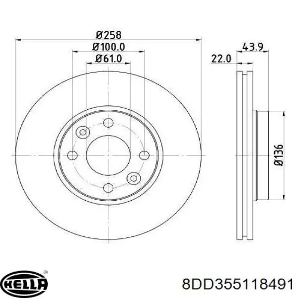 8DD355118491 HELLA freno de disco delantero