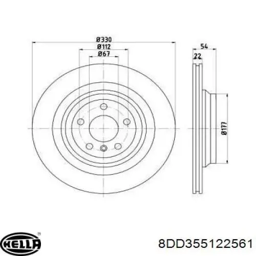 8DD355122561 HELLA disco de freno trasero