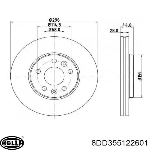 8DD 355 122-601 HELLA freno de disco delantero