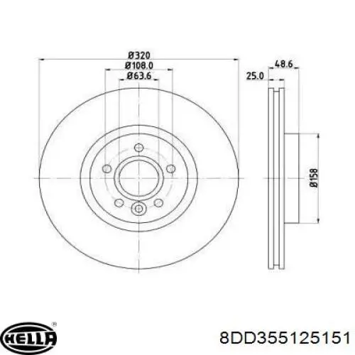 8DD355125151 HELLA freno de disco delantero