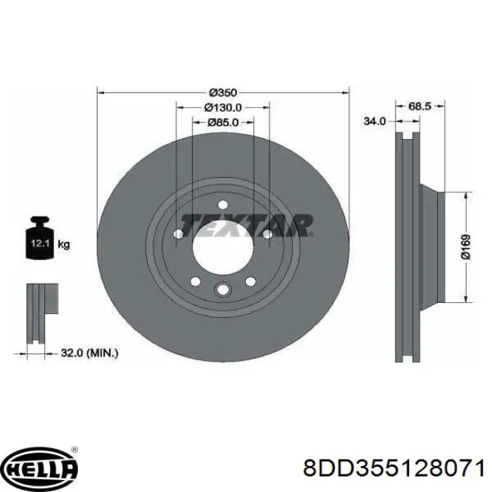 8DD 355 128-071 HELLA freno de disco delantero