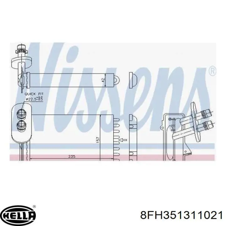 8FH351311021 HELLA radiador de calefacción