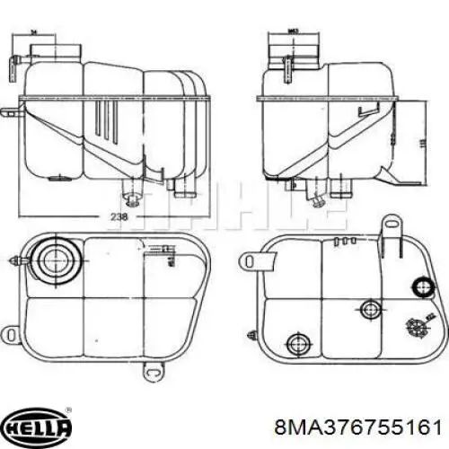 8MA376755161 HELLA botella de refrigeración