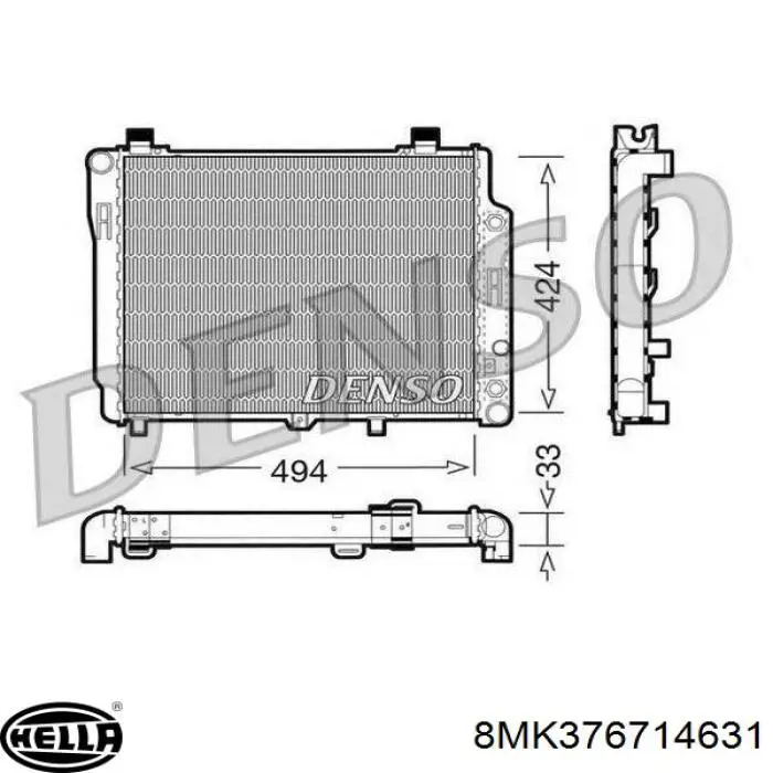 8MK376714631 HELLA radiador refrigeración del motor