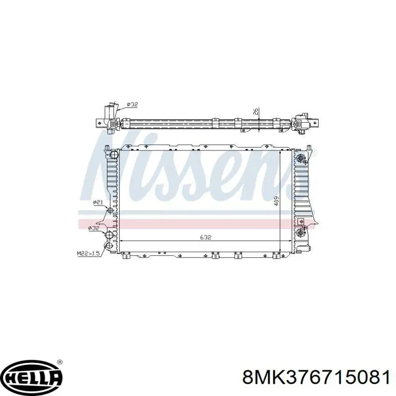 8MK 376 715-081 HELLA radiador refrigeración del motor