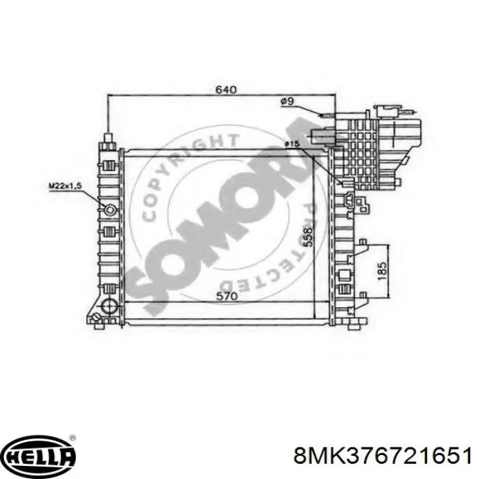 8MK376721651 HELLA radiador refrigeración del motor