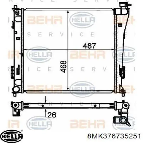 8MK 376 735-251 HELLA radiador refrigeración del motor