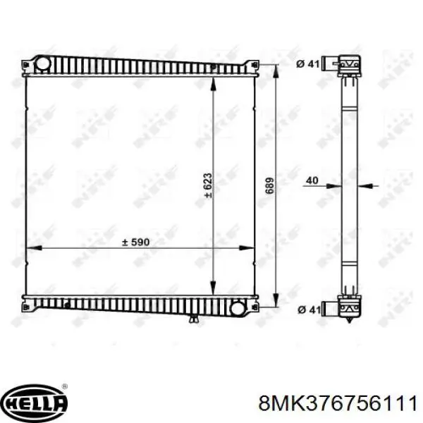 8MK376756111 HELLA radiador refrigeración del motor