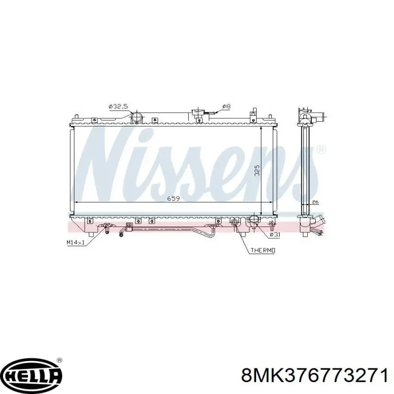 8MK376773271 HELLA radiador refrigeración del motor