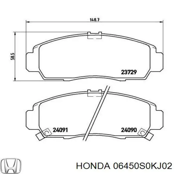 06450S0KJ02 Honda pastillas de freno delanteras