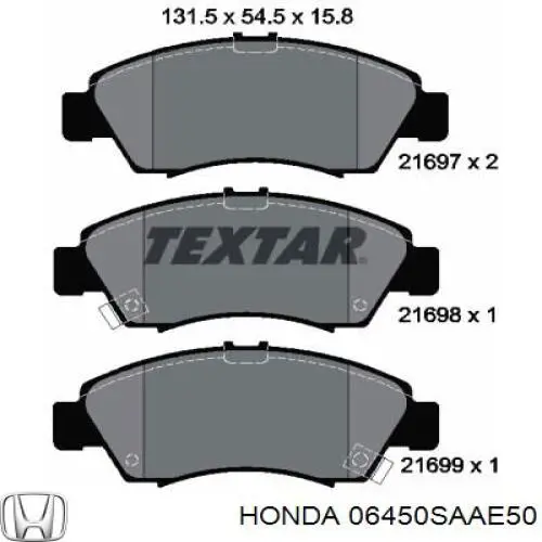 06450SAAE50 Honda pastillas de freno delanteras