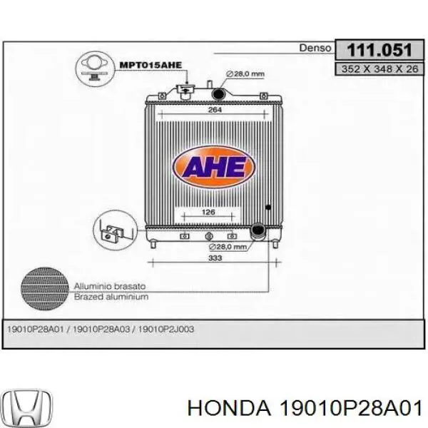 19010P28A01 Honda radiador refrigeración del motor