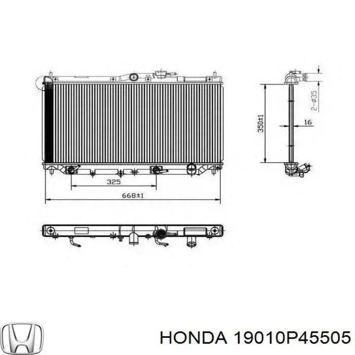 19010P45505 Honda radiador refrigeración del motor