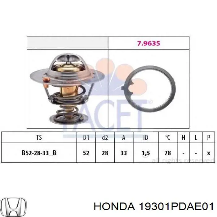 19301PDAE01 Honda termostato, refrigerante