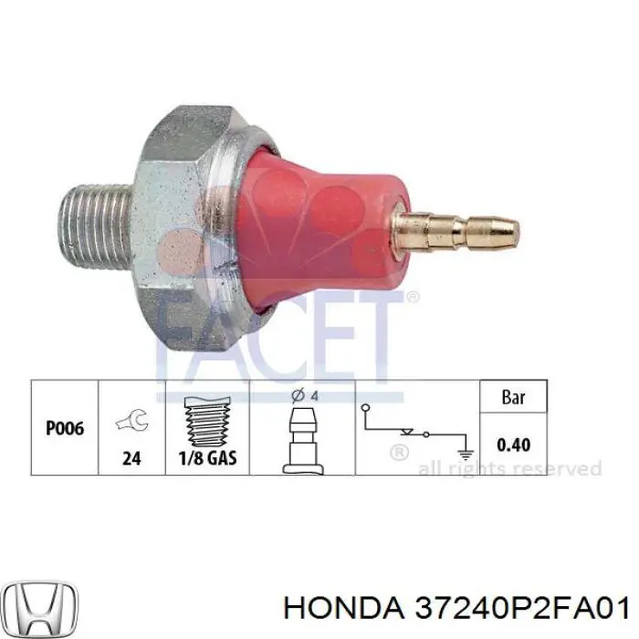 37240P2FA01 Honda indicador, presión del aceite