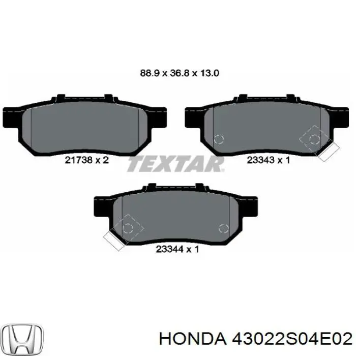 43022S04E02 Honda pastillas de freno traseras