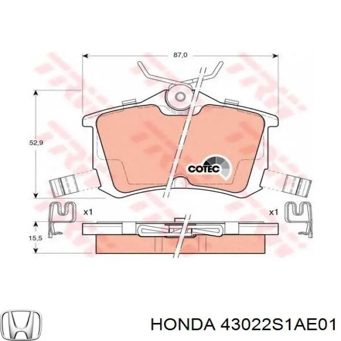 43022S1AE01 Honda pastillas de freno traseras