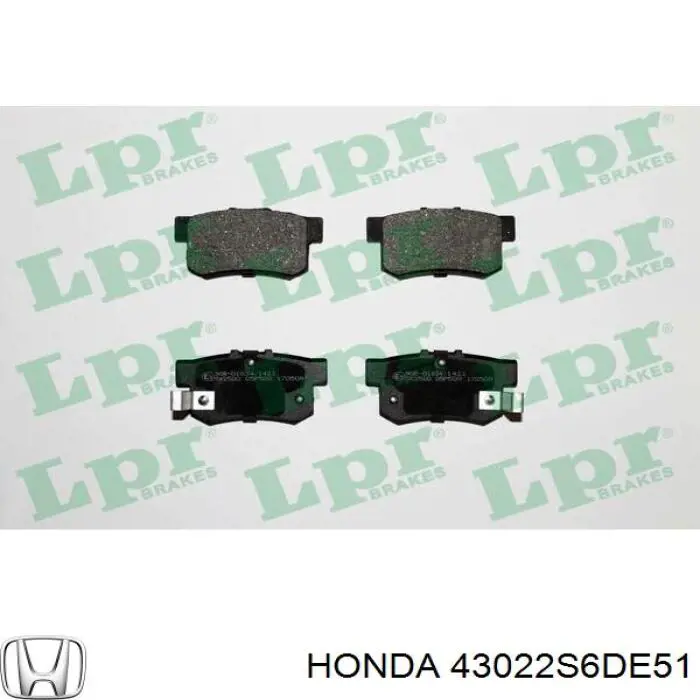 43022S6DE51 Honda pastillas de freno traseras