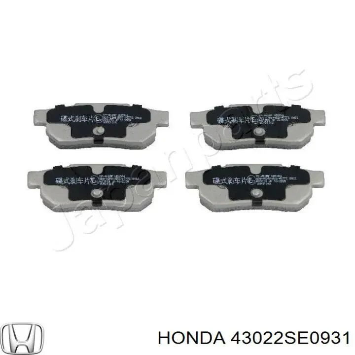 43022SE0931 Honda pastillas de freno traseras