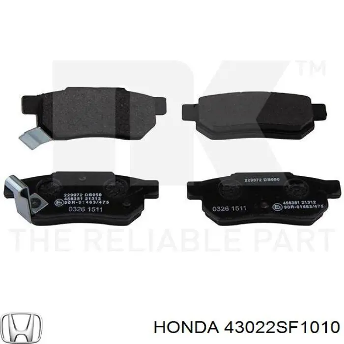 43022SF1010 Honda pastillas de freno traseras