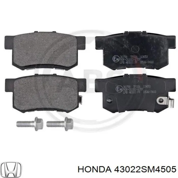 43022SM4505 Honda pastillas de freno traseras