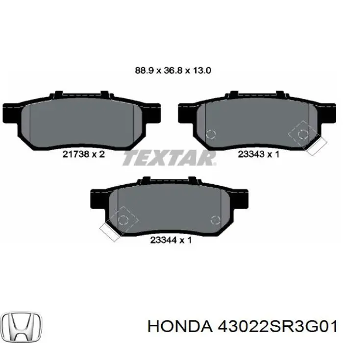 43022SR3G01 Honda pastillas de freno traseras