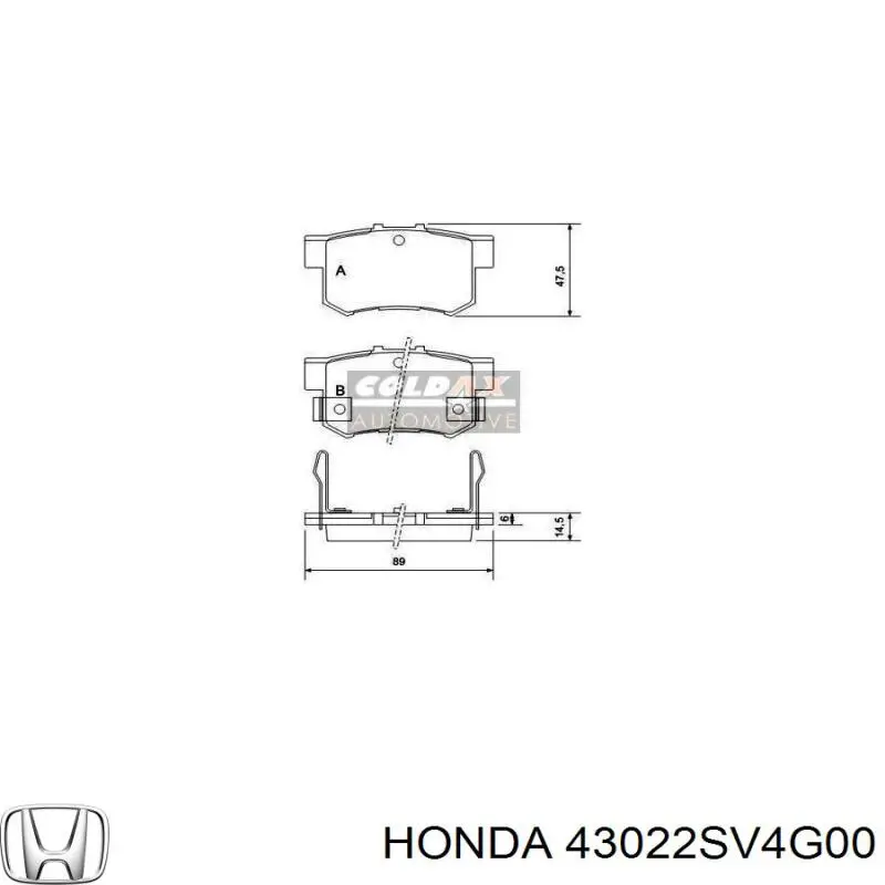 43022SV4G00 Honda pastillas de freno traseras