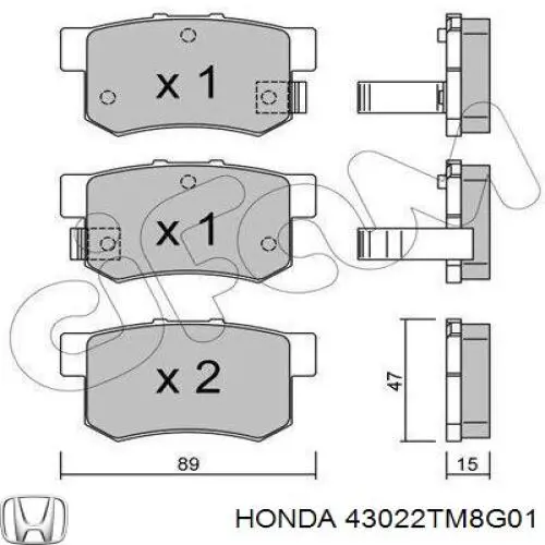 43022TM8G01 Honda pastillas de freno traseras