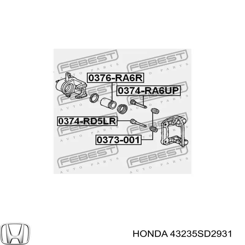 43235SD2931 Honda pasador guía, pinza del freno trasera, superior