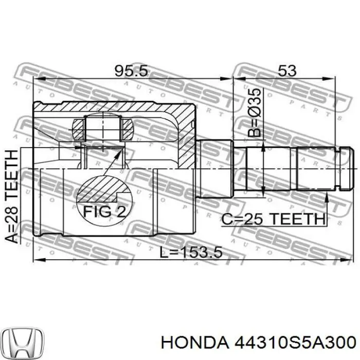  Junta homocinética interior delantera derecha para Honda Jazz GD, GE