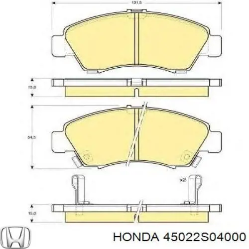 45022S04000 Honda pastillas de freno delanteras