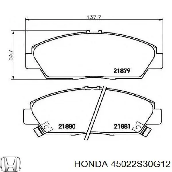 45022S30G12 Honda pastillas de freno delanteras