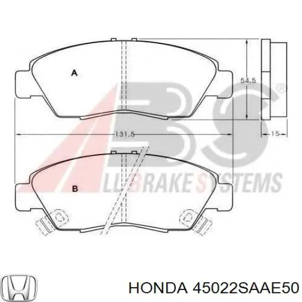 45022SAAE50 Honda pastillas de freno delanteras