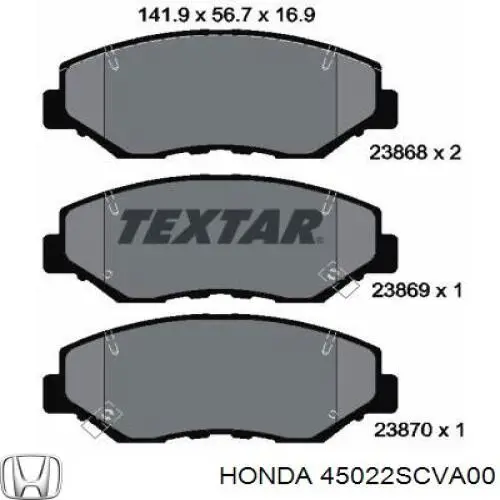 45022SCVA00 Honda pastillas de freno delanteras