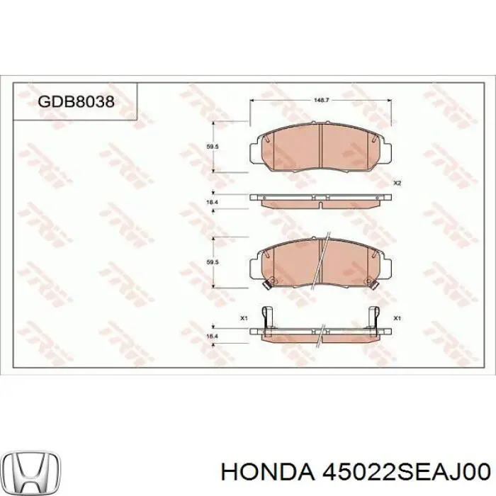 45022SEAJ00 Honda pastillas de freno delanteras