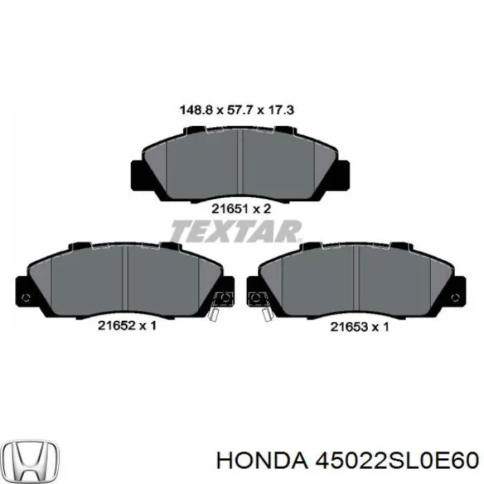 45022SL0E60 Honda pastillas de freno delanteras