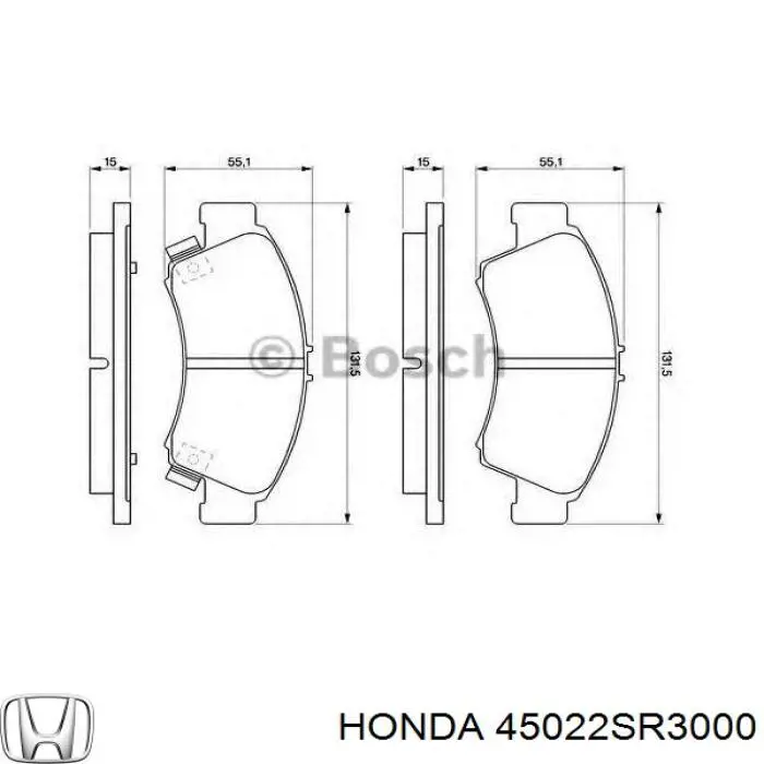 45022SR3000 Honda pastillas de freno delanteras