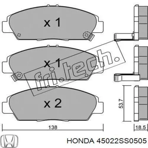 45022SS0505 Honda pastillas de freno delanteras