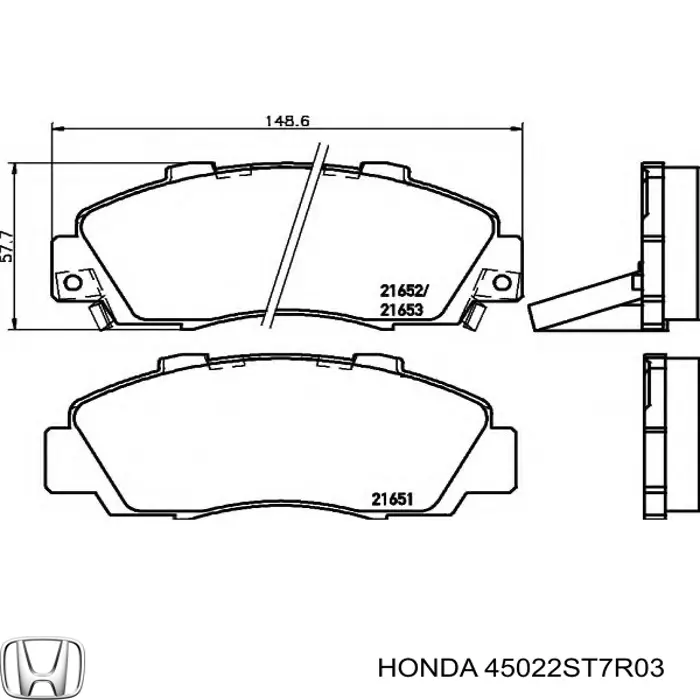 45022ST7R03 Honda pastillas de freno delanteras