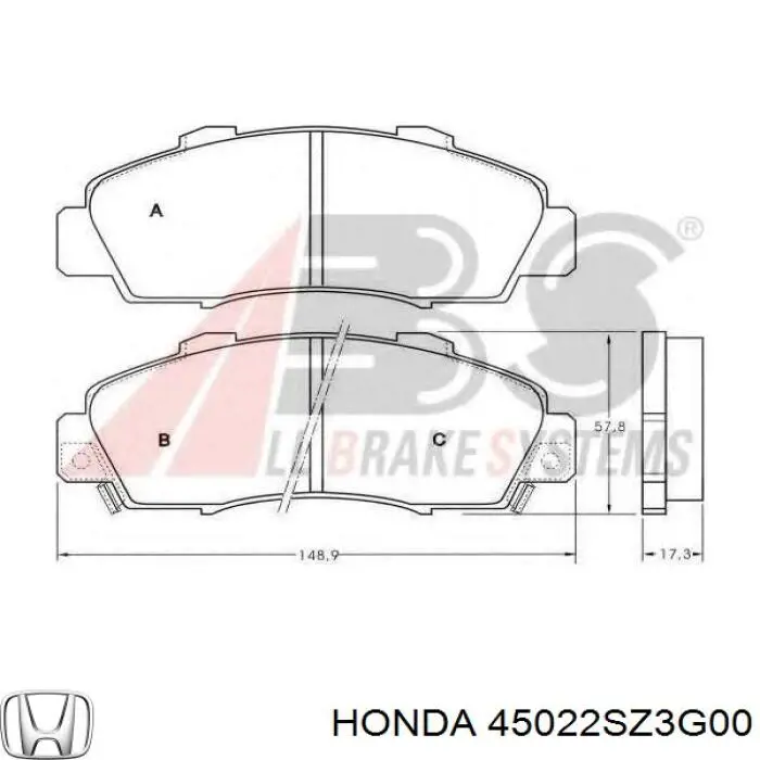 45022SZ3G00 Honda pastillas de freno delanteras