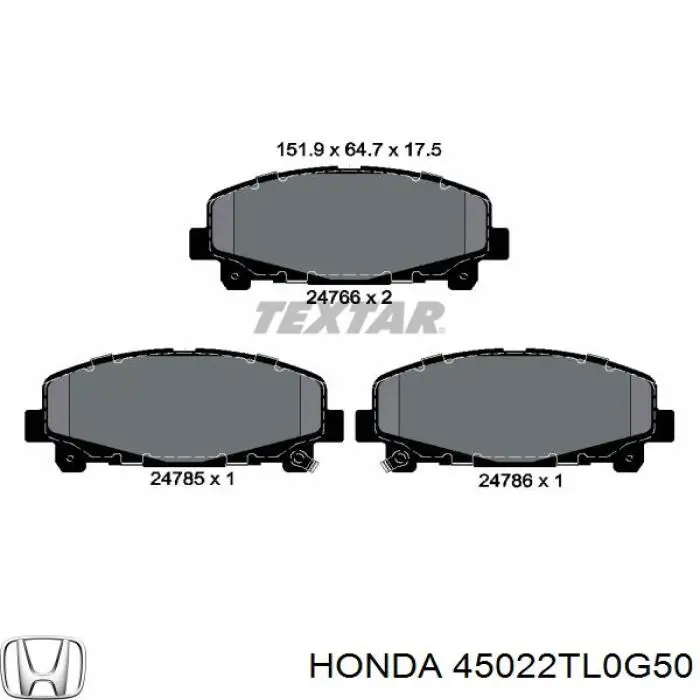 45022TL0G50 Honda pastillas de freno delanteras