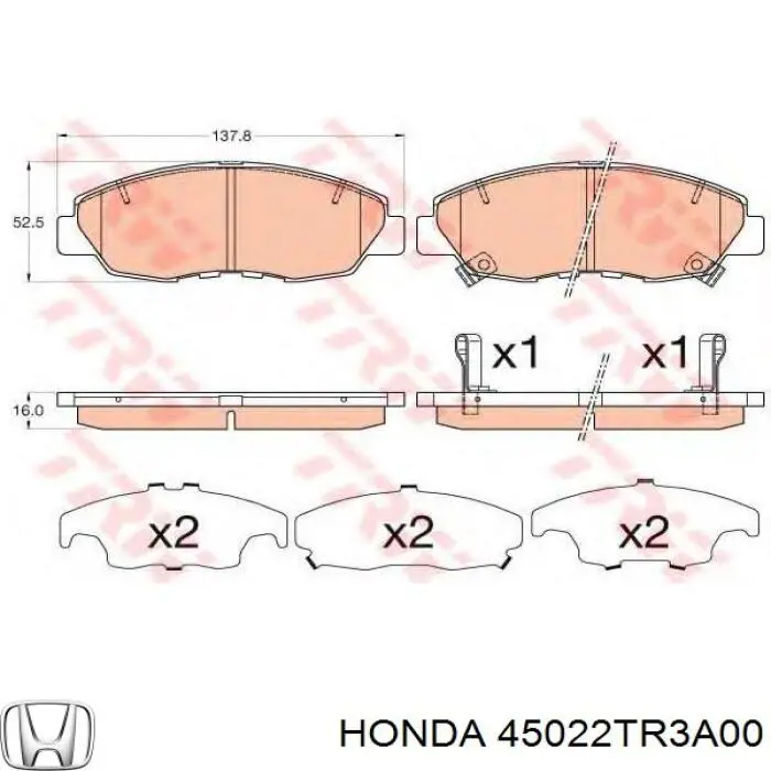 45022TR3A00 Honda pastillas de freno delanteras