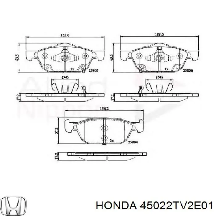 45022TV2E01 Honda pastillas de freno delanteras