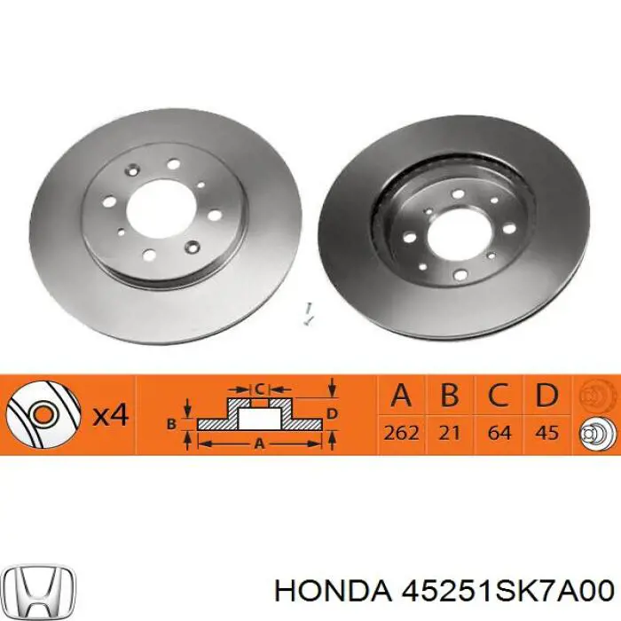 45251SK7A00 Honda freno de disco delantero