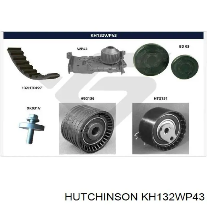 KH132WP43 Hutchinson kit correa de distribución