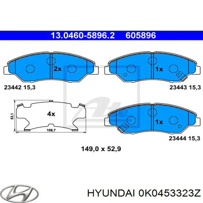 0K0453323Z Hyundai/Kia pastillas de freno delanteras