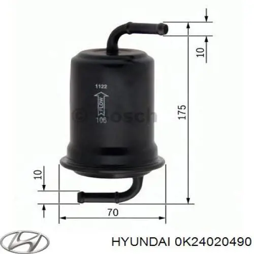 0K24020490 Hyundai/Kia filtro combustible